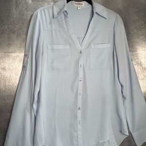 Express Portofino Soft Blue Button Down Shirt EUC XS